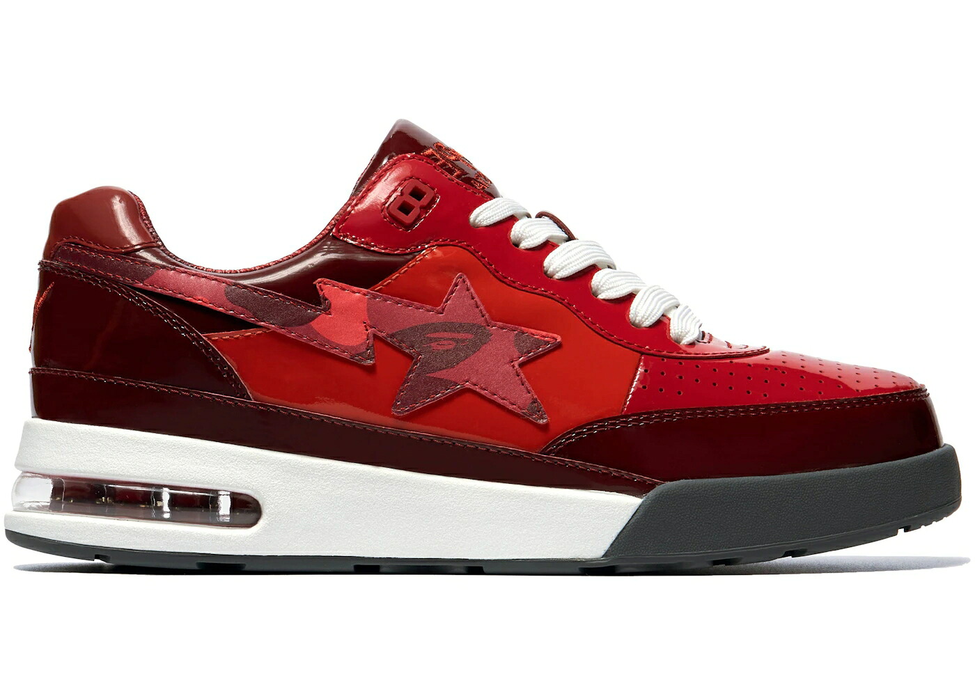 ベイプ パテント レザー 赤 レッド ワイン色 バーガンディー 白色 ホワイト スニーカー メンズ BAPE A BATHING APE ROAD STA PATENT LEATHER RED (2022) / RED BURGUNDY WHITE