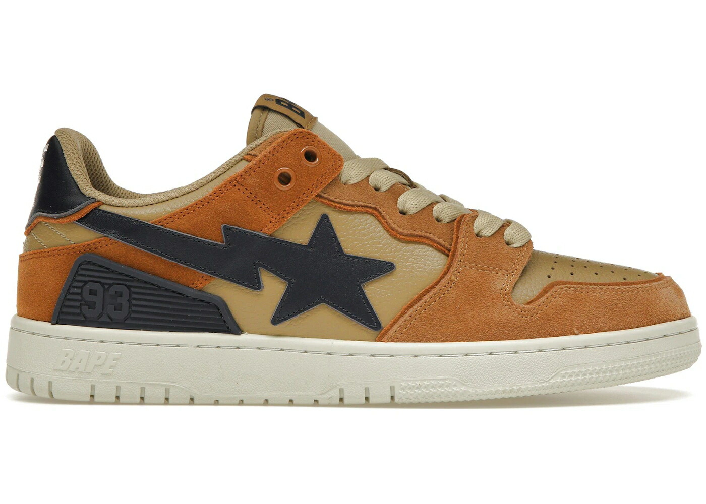 ベイプ ベージュ 橙 オレンジ 紺色 ネイビー スニーカー メンズ BAPE A BATHING APE SK8 STA BEIGE (2022) / BEIGE ORANGE NAVY