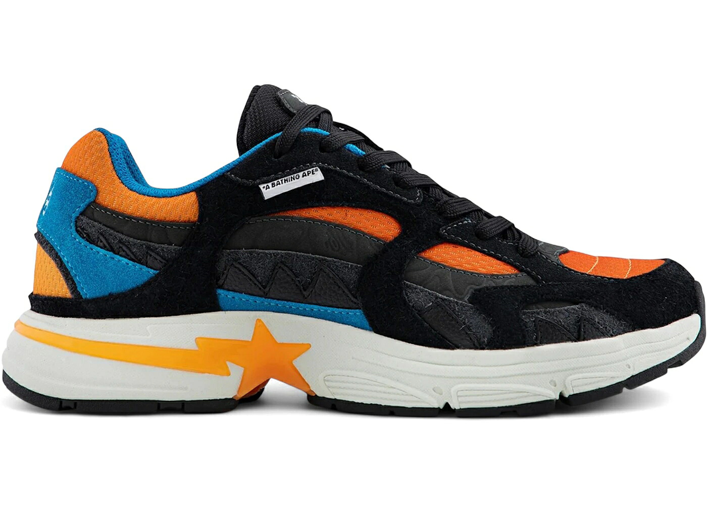 ベイプ シャーク 黒色 ブラック 橙 オレンジ 青色 ブルー #2 スニーカー メンズ BAPE A BATHING APE SHARK STA BLACK ORANGE BLUE /