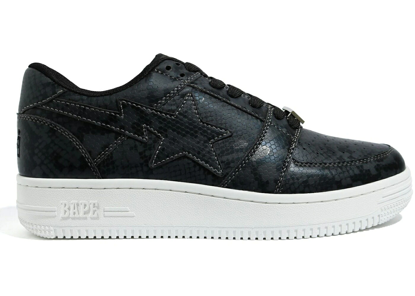 ベイプ 黒いこと 黒いこと スニーカー メンズ BAPE A BATHING APE STA LOW SNAKESKIN BLACK (2020) / BLACK BLACK