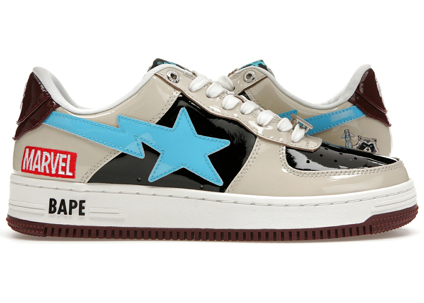 ベイプ 漫画雑誌 ベージュ 黒いこと 黒いこと スニーカー ユニ一発やる BAPE A BATHING APE STA MARVEL COMICS ROCKET RACCOON (2022) / BEIGE BLACK メンズ