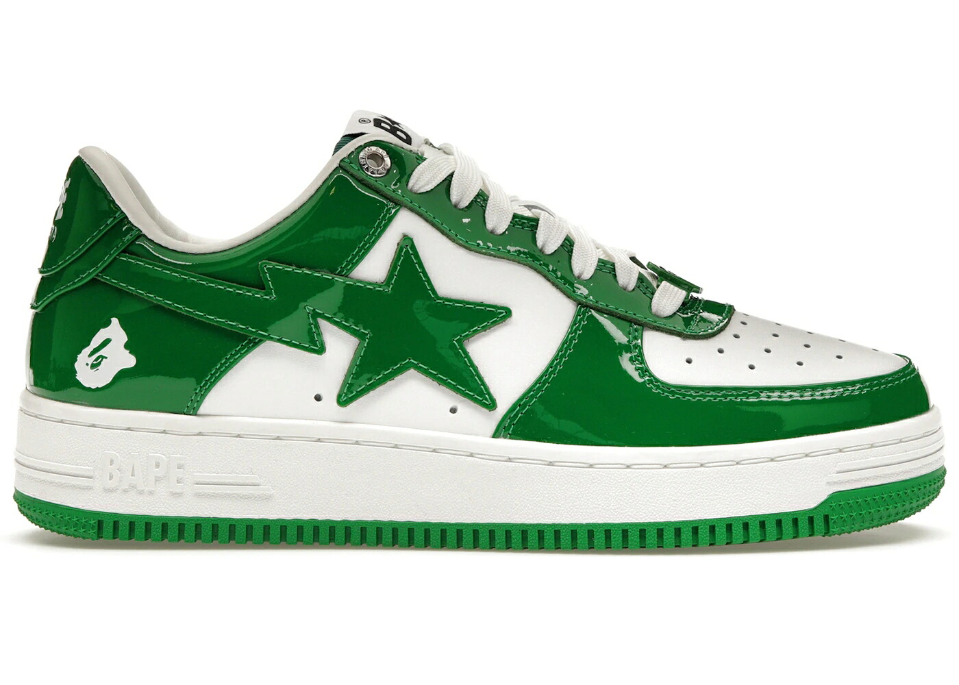 ベイプ 専売特許 なめし革 緑 緑であること 白いこと 白いこと スニーカー ユニ一発やる BAPE A BATHING APE STA PATENT LEATHER GREEN WHITE / GREEN WHITE メンズ スニーカー-メンズ靴