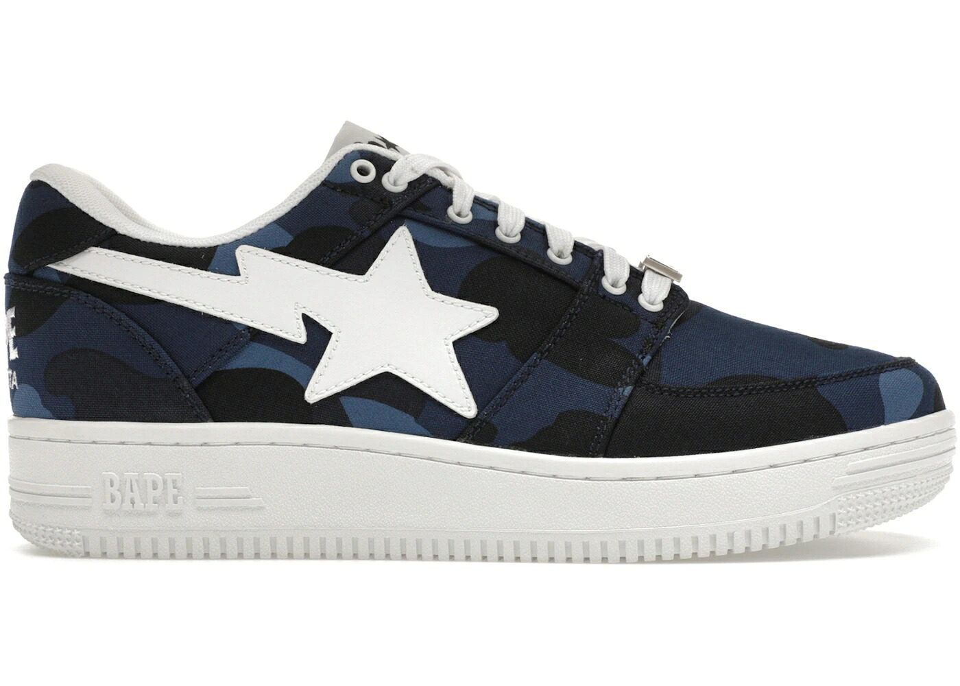 ベイプ カモ柄 紺色 ネイビー 白色 ホワイト スニーカー ユニセックス BAPE A BATHING APE STA LOW COLOR CAMO NAVY / NAVY WHITE メンズ