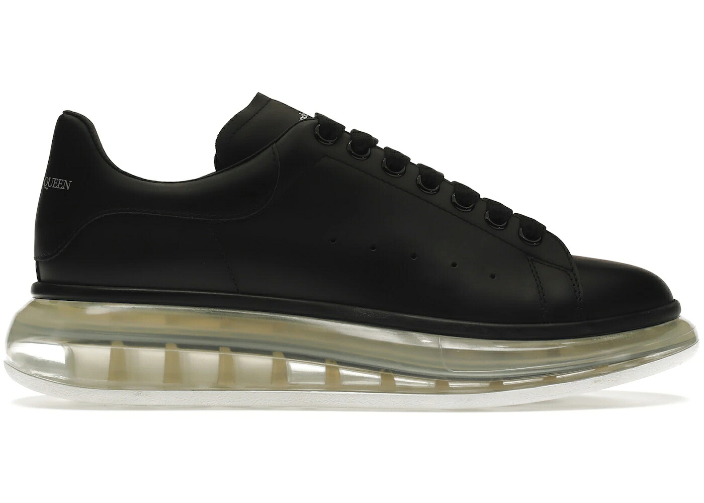 アレキサンダーマックイーン 黒色 ブラック スニーカー メンズ ALEXANDER MCQUEEN ALEXANDER MCQUEEN OVERSIZED BLACK CLEAR SOLE / BLACK BLACK|スニケス