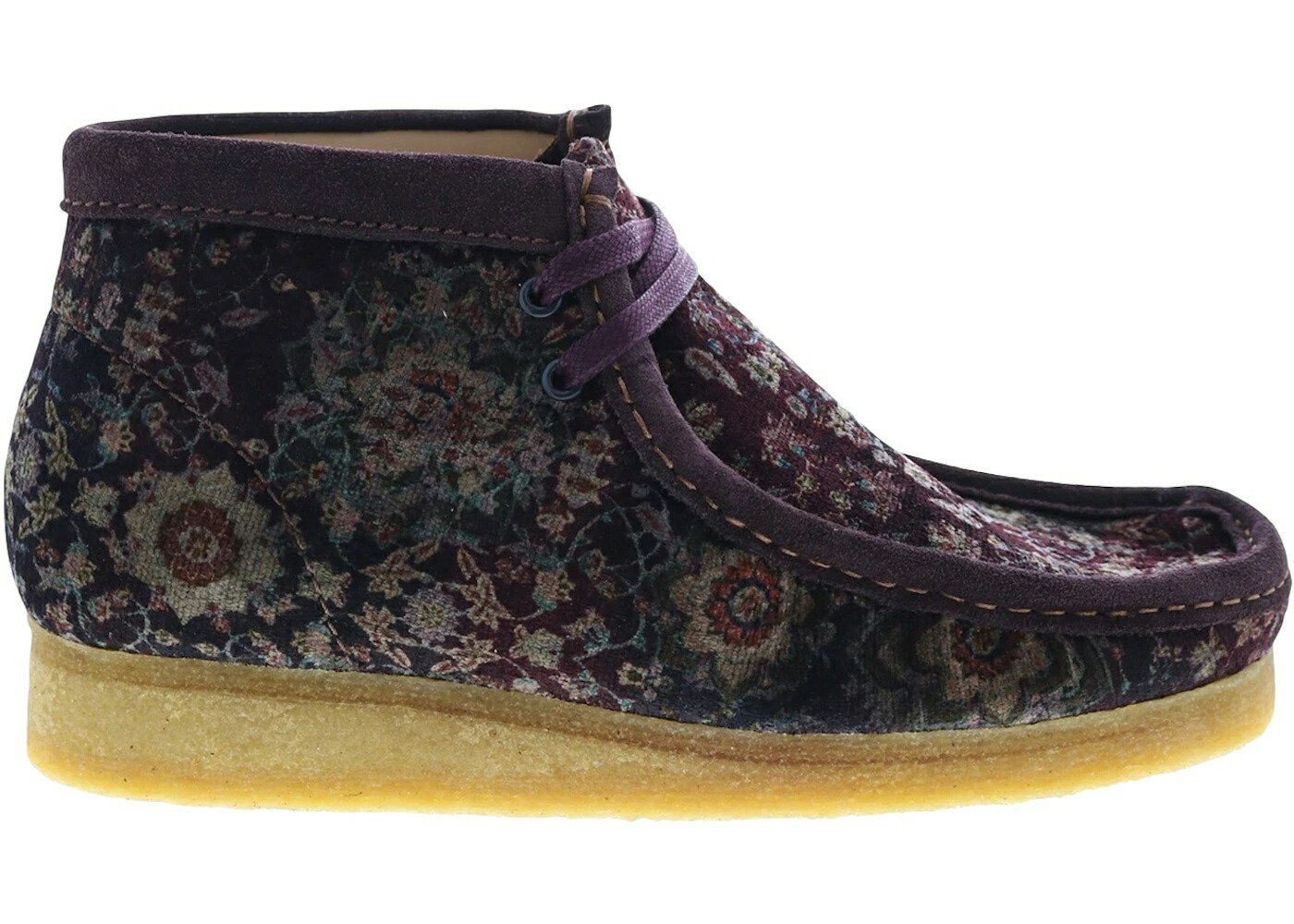 クラークス オリジナルス ブーツ ワイン色 バーガンディー スニーカー メンズ CLARKS ORIGINALS WALLABEE BOOT BURGUNDY VELVET CARPET PATTERN /
