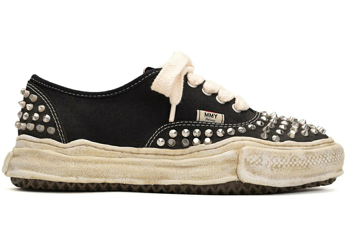 メゾン ミハラヤスヒロ 黒色 ブラック スニーカー メンズ MAISON MIHARA YASUHIRO MAISON MIHARA YASUHIRO BAKER OG SOLE STUDDED CANVAS LOW BLACK /
