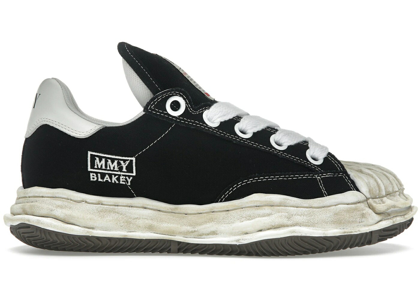 メゾン ミハラヤスヒロ 黒色 ブラック 白色 ホワイト スニーカー メンズ MAISON MIHARA YASUHIRO MAISON MIHARA YASUHIRO BLAKEY PUFFER OG SOLE CANVAS LOW DISTRESSED MIDSOLE BLACK WHITE / BLACK WHITE