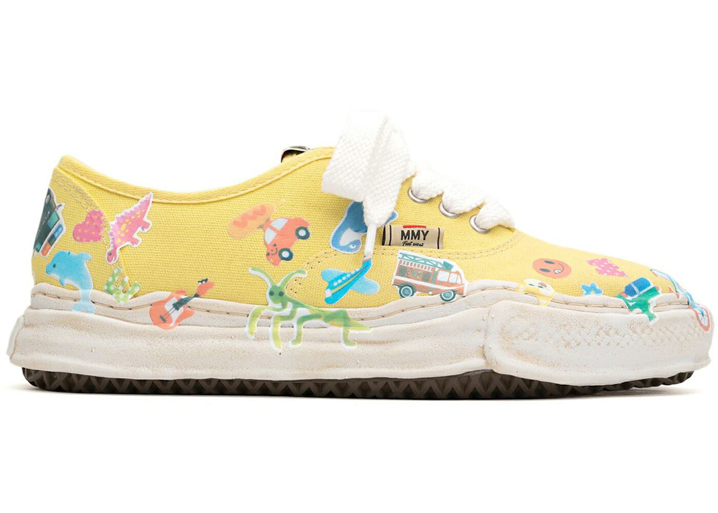 メゾン ミハラヤスヒロ 黄色 イエロー スニーカー メンズ MAISON MIHARA YASUHIRO MAISON MIHARA YASUHIRO BAKER OG SOLE CANVAS LOW PRINTED STICKER YELLOW /