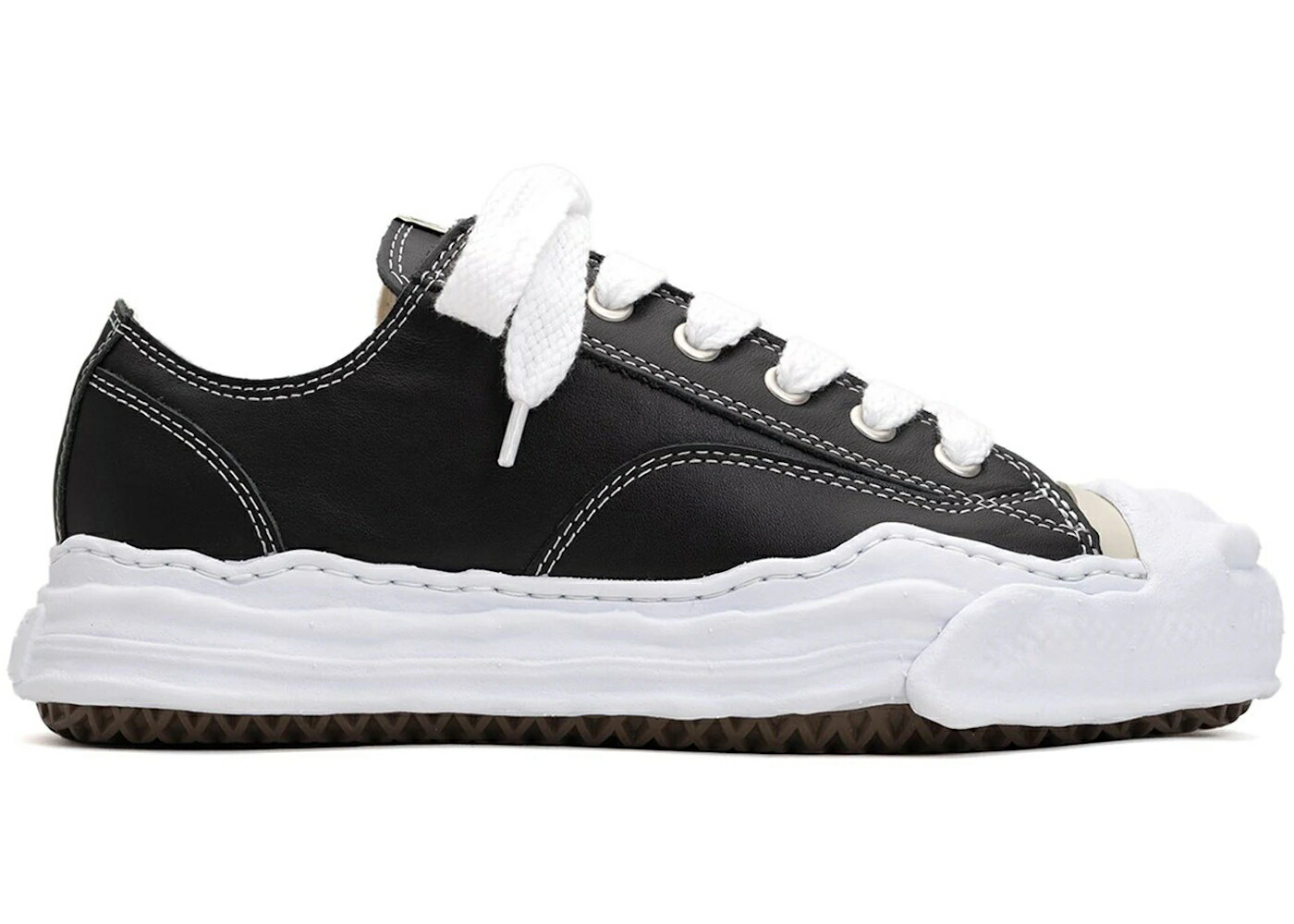 メゾン ミハラヤスヒロ レザー 黒色 ブラック 白色 ホワイト スニーカー メンズ MAISON MIHARA YASUHIRO MAISON MIHARA YASUHIRO HANK OG SOLE LEATHER LOW BLACK WHITE / BLACK WHITE