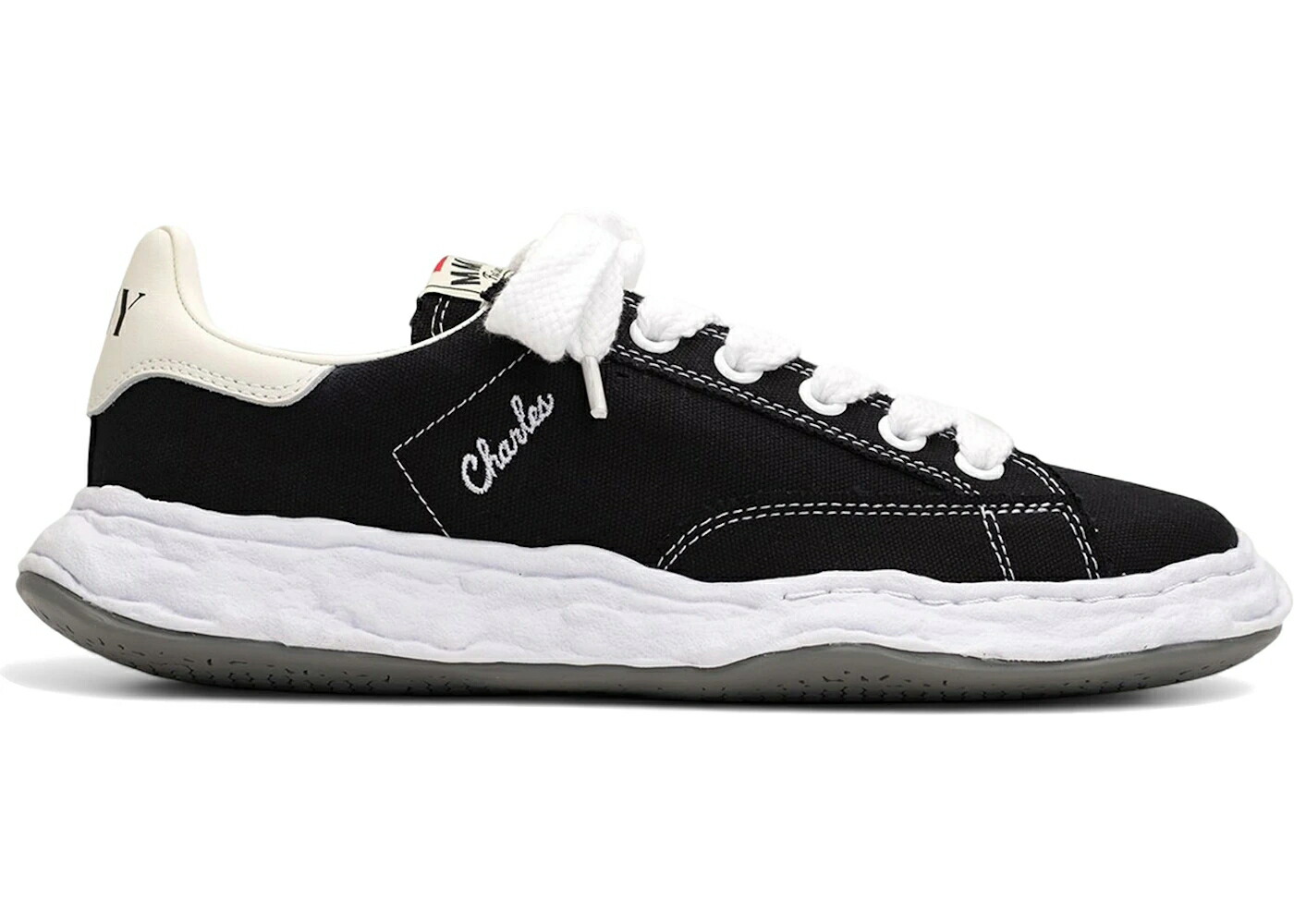 メゾン ミハラヤスヒロ 黒色 ブラック スニーカー メンズ MAISON MIHARA YASUHIRO MAISON MIHARA YASUHIRO CHARLES OG SOLE CANVAS LOW BLACK /