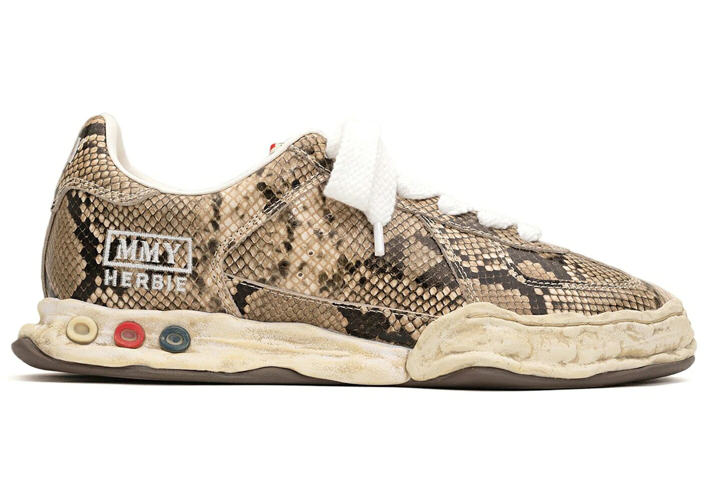 メゾン ミハラヤスヒロ レザー ナチュラル スニーカー メンズ MAISON MIHARA YASUHIRO MAISON MIHARA YASUHIRO HERBIE OG SOLE LEATHER LOW PYTHON PRINTED NATURAL /|スニケス