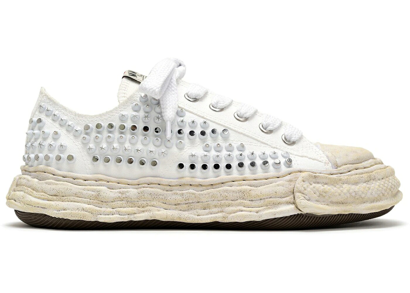 住み家 ミハラヤスヒロ 白いこと 白いこと スニーカー メンズ MAISON MIHARA YASUHIRO MAISON MIHARA YASUHIRO PETERSON 23 OG SOLE STUDDED CANVAS LOW WHITE / メンズ靴-スニーカー