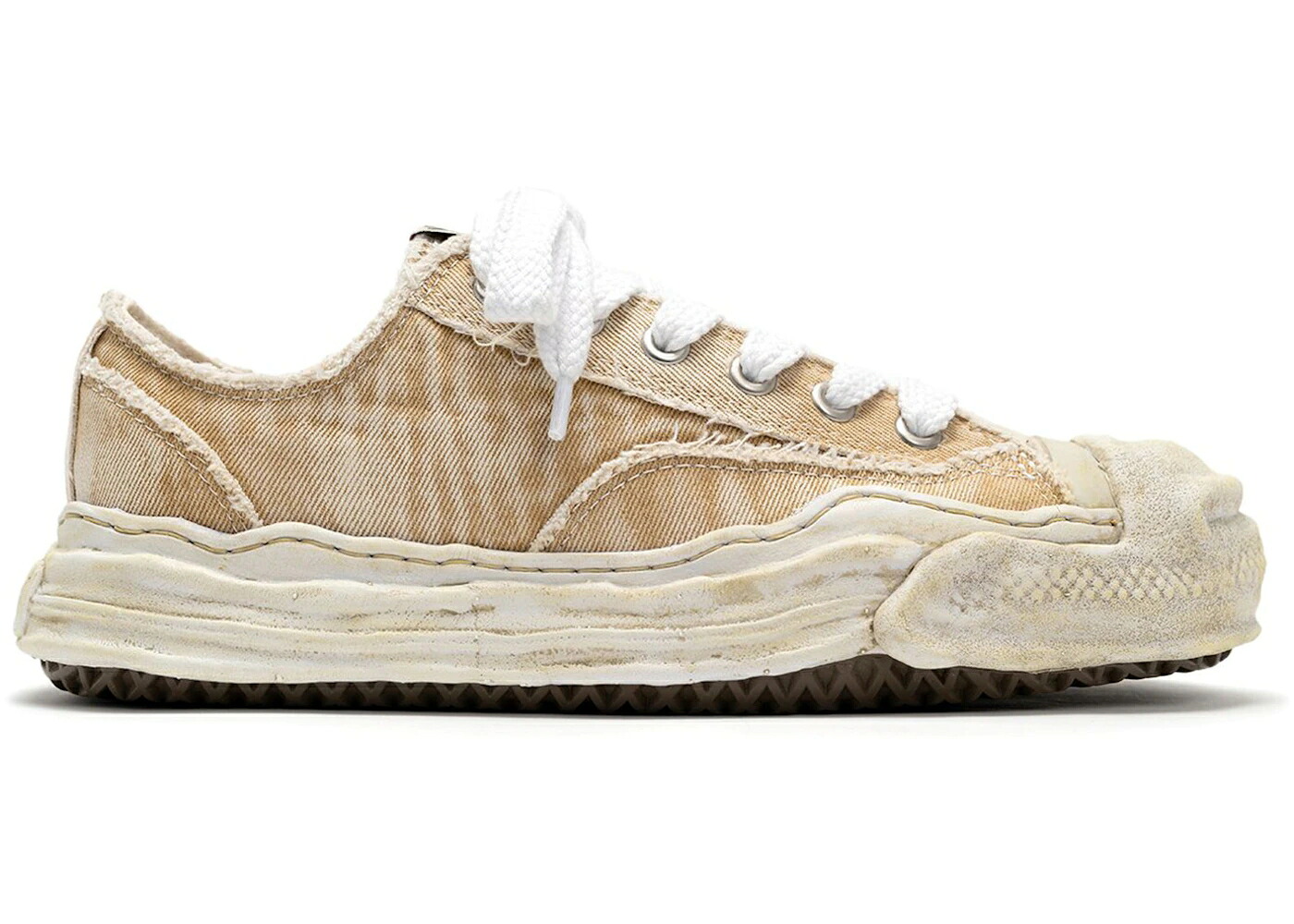 メゾン ミハラヤスヒロ デニム ベージュ スニーカー メンズ MAISON MIHARA YASUHIRO MAISON MIHARA YASUHIRO HANK OG SOLE BLEACH-WASH DENIM CANVAS LOW BEIGE /