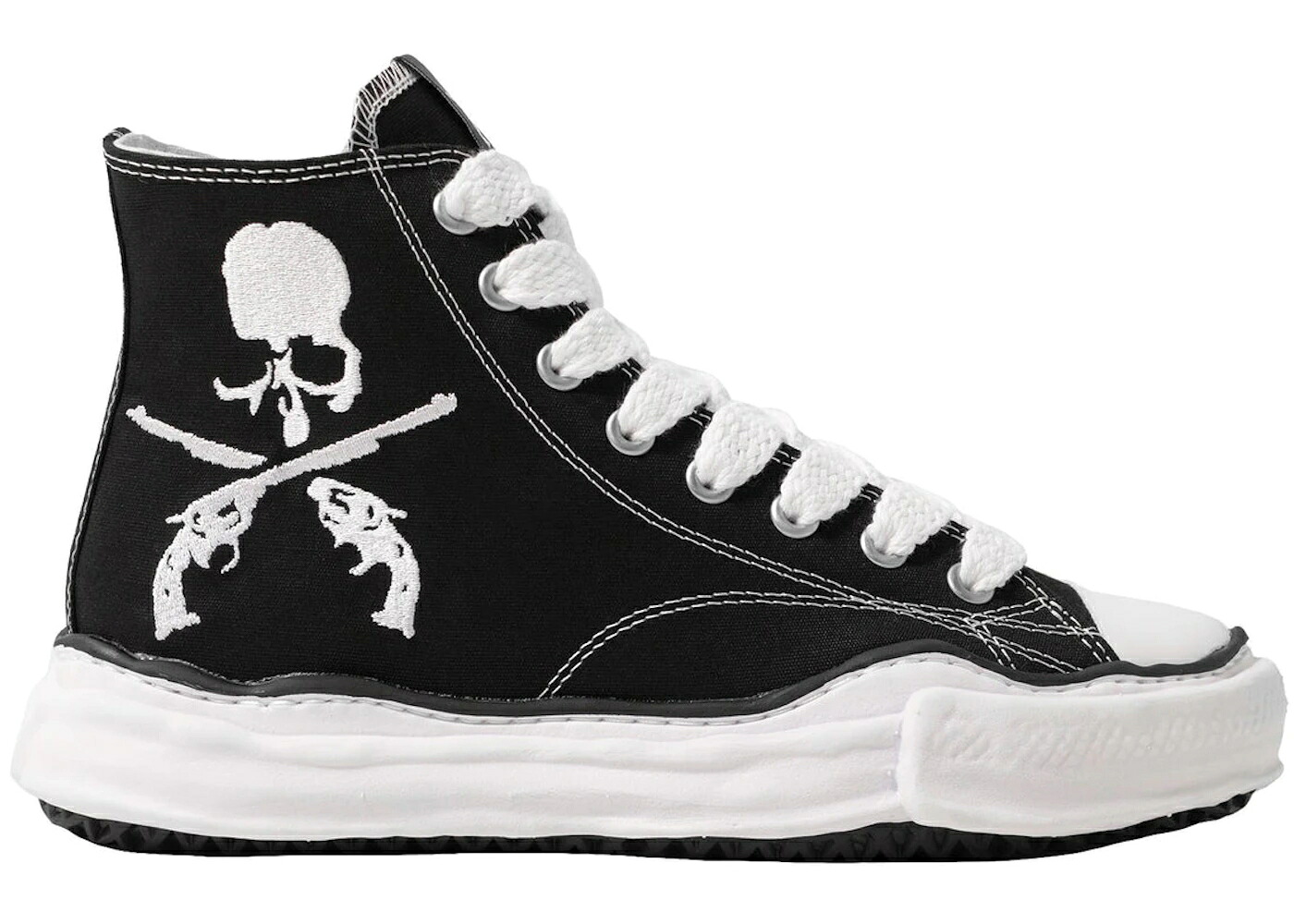メゾン ミハラヤスヒロ 黒色 ブラック 白色 ホワイト スニーカー メンズ MAISON MIHARA YASUHIRO MAISON MIHARA YASUHIRO CANVAS HI MASTERMIND ROARGUNS / BLACK WHITE