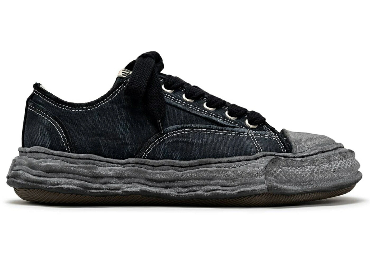 メゾン ミハラヤスヒロ ビンテージ ヴィンテージ 黒色 ブラック スニーカー メンズ MAISON MIHARA YASUHIRO MAISON MIHARA YASUHIRO PETERSON 23 OG SOLE VINTAGE EFFECT EMBROIDERED CANVAS LOW TRIPLE BLACK / BLACK BLACK