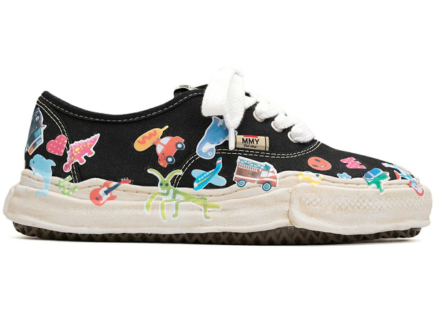 メゾン ミハラヤスヒロ 黒色 ブラック スニーカー メンズ MAISON MIHARA YASUHIRO MAISON MIHARA YASUHIRO BAKER OG SOLE CANVAS LOW PRINTED STICKER BLACK /