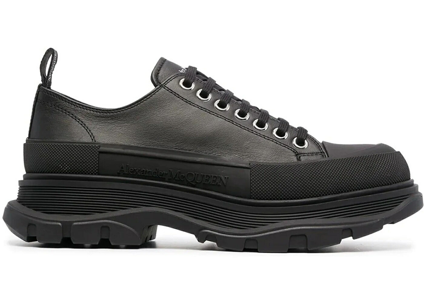 アレキサンダーマックイーン レザー 黒色 ブラック スニーカー メンズ ALEXANDER MCQUEEN ALEXANDER MCQUEEN TREAD SLICK LOW LACE UP LEATHER TRIPLE BLACK / BLACK BLACK BLACK
