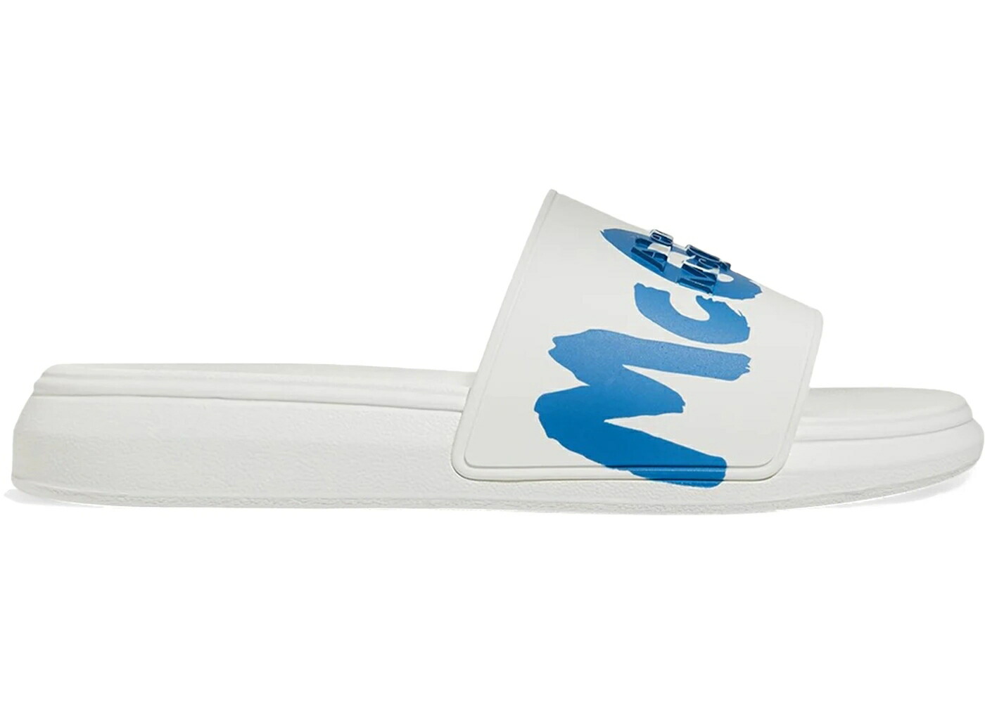 アレキサンダーマックイーン ロゴタイプ サンダル 白いこと 白いこと 青味 青色 スニーカー メンズ ALEXANDER MCQUEEN ALEXANDER MCQUEEN GRAFITTI LOGO SLIDE WHITE LAKE BLUE / WHITE LAKE BLUE