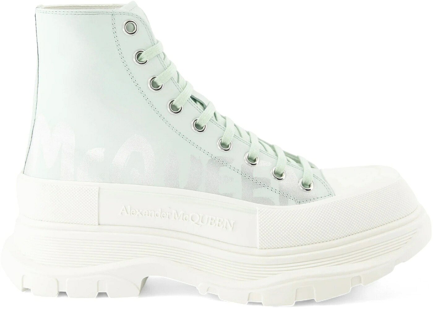 アレキサンダーマックイーン ブーツ ロゴタイプ 緑 緑であること スニーカー メンズ ALEXANDER MCQUEEN ALEXANDER MCQUEEN TREAD SLICK BOOT GRAFFITI LOGO PASTEL GREEN /