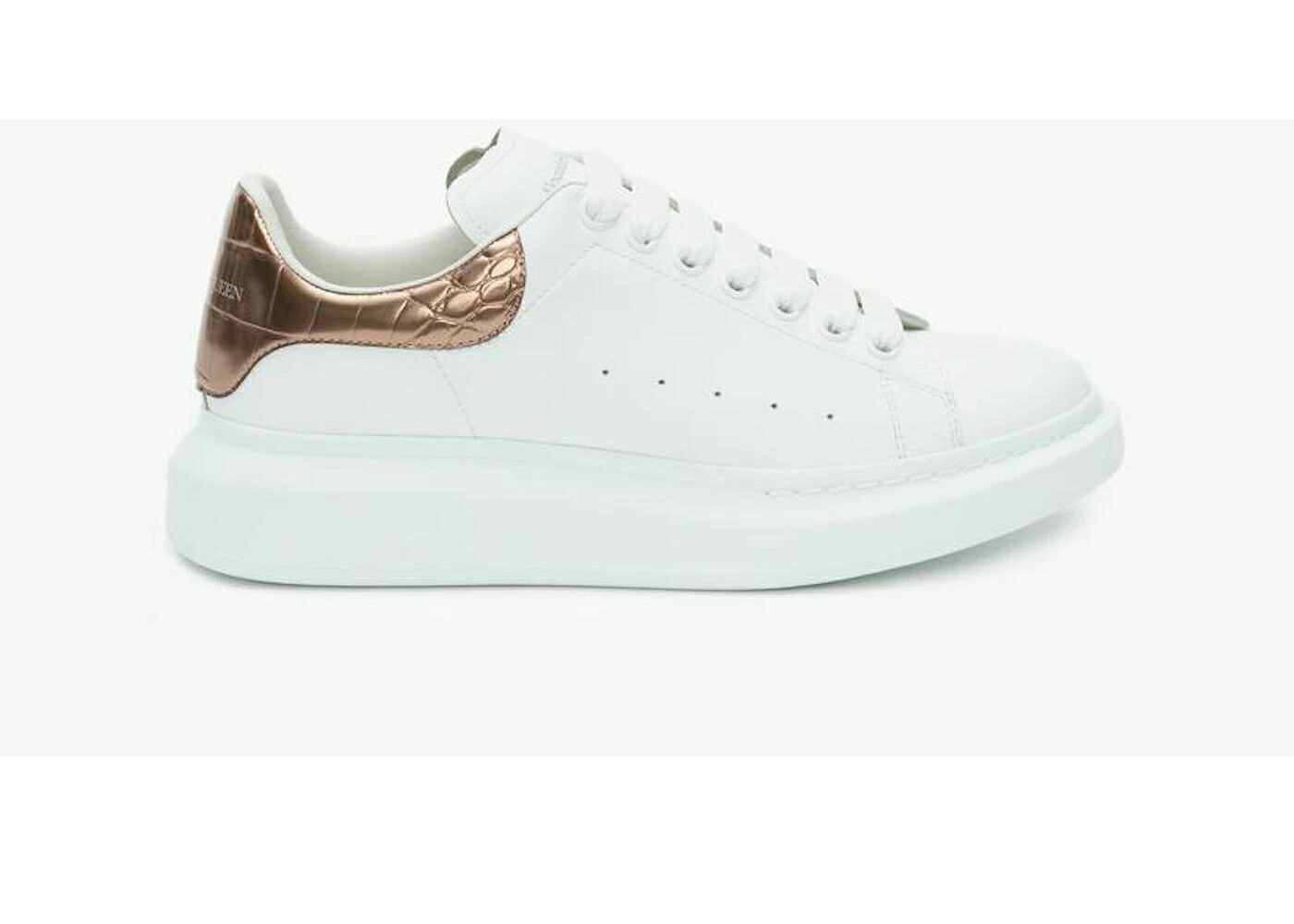 アレキサンダーマックイーン 白いこと 白いこと サクラ色 ゴールド スニーカー メンズ ALEXANDER MCQUEEN ALEXANDER MCQUEEN OVERSIZED WHITE ROSE GOLD CROCO / WHITE ROSE GOLD