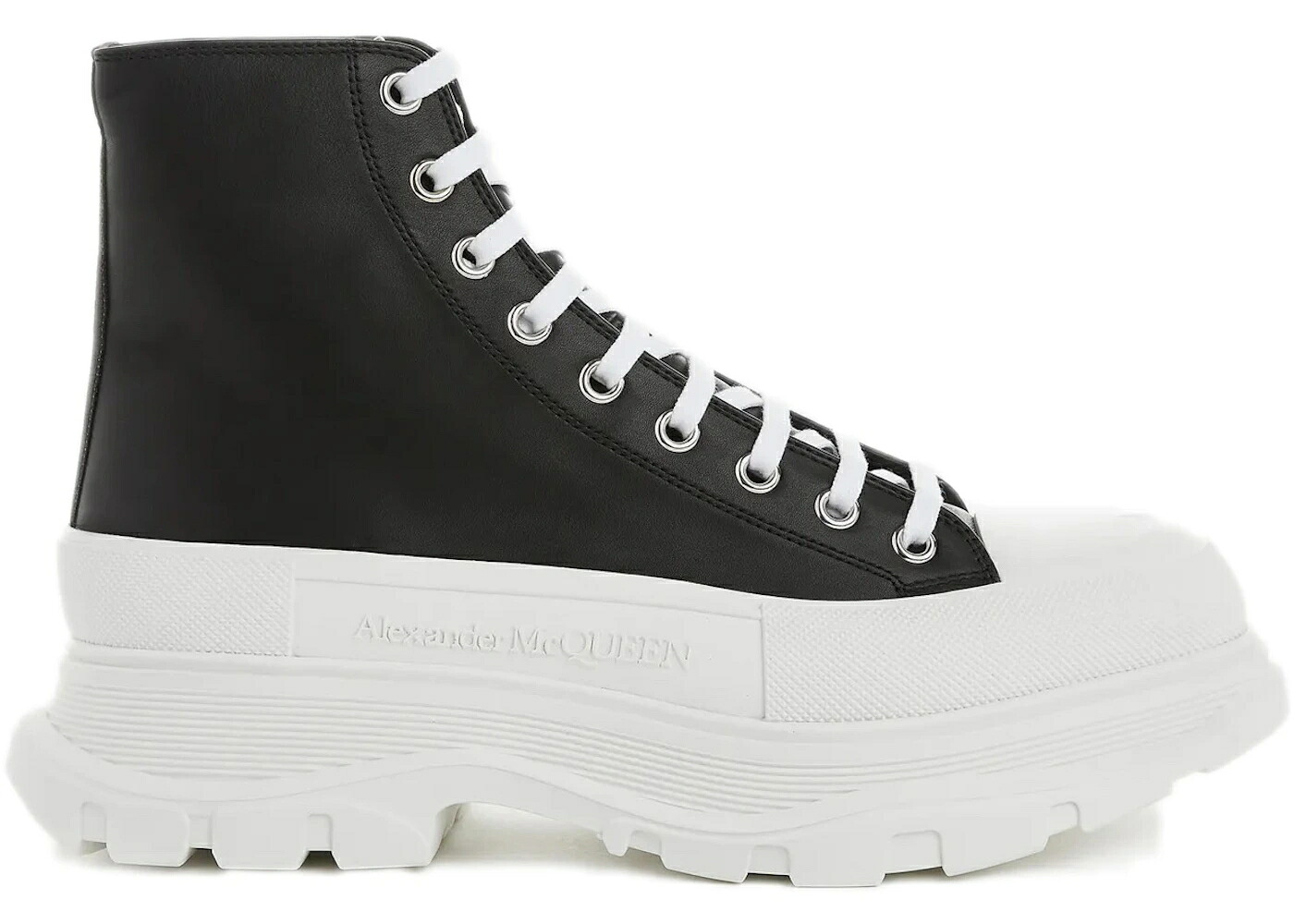 アレキサンダーマックイーン なめし革 靴 スニーカー 黒いこと 黒いこと 白いこと 白いこと メンズ ALEXANDER MCQUEEN ALEXANDER MCQUEEN TREAD SLICK HIGH-TOP LEATHER SNEAKER BLACK WHITE / BLACK WHITE