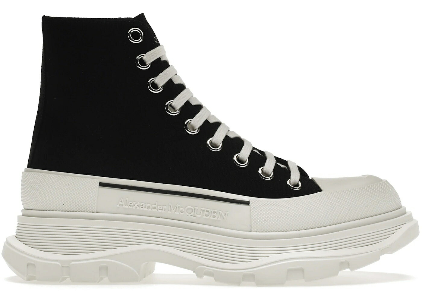 アレキサンダーマックイーン ブーツ 黒色 ブラック 白色 ホワイト スニーカー メンズ ALEXANDER MCQUEEN ALEXANDER MCQUEEN TREAD SLICK LACE UP BOOT BLACK WHITE / BLACK WHITE