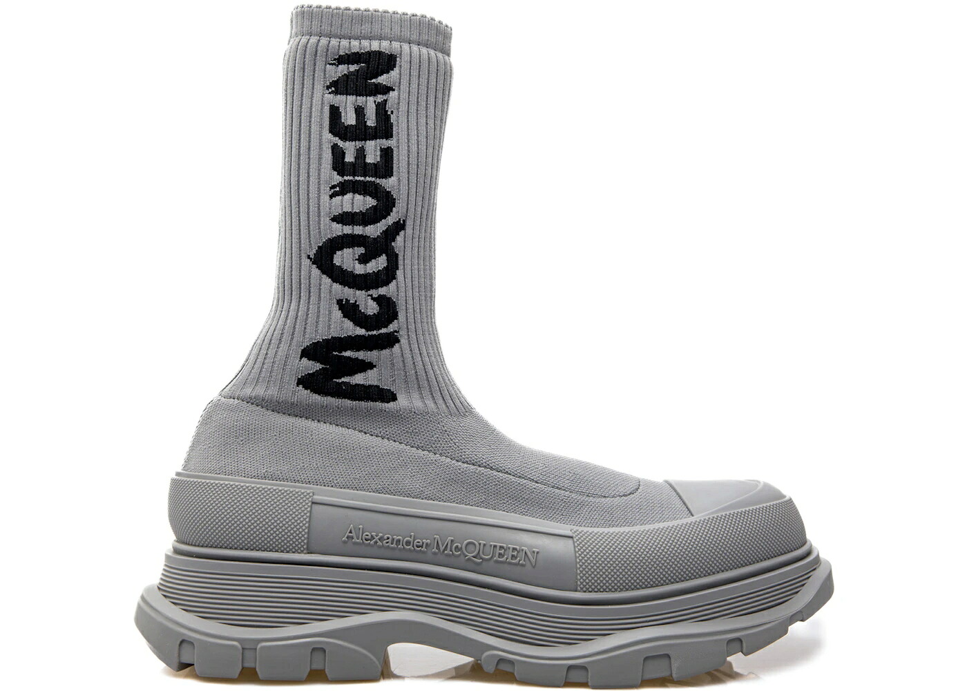 アレキサンダーマックイーン 編み物 ブーツ 薄墨色 薄墨色 スニーカー メンズ ALEXANDER MCQUEEN ALEXANDER MCQUEEN GRAFFITI KNIT TREAD SLICK BOOT GREY /