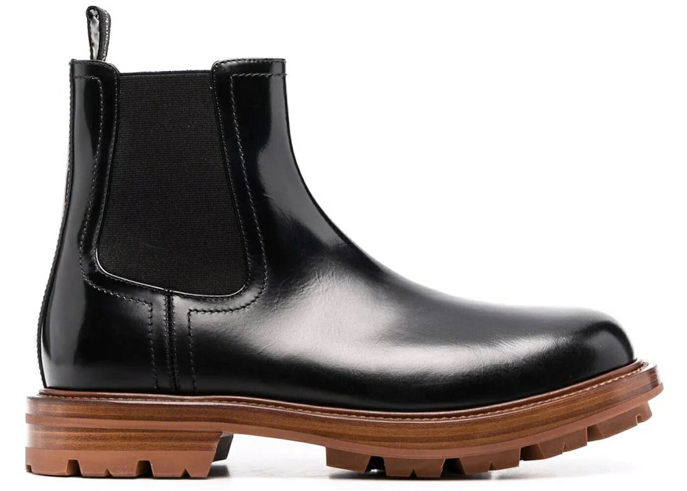 アレキサンダーマックイーン レザー ブーツ 黒色 ブラック 茶色 ブラウン チェルシーブーツS スニーカー メンズ ALEXANDER MCQUEEN ALEXANDER MCQUEEN LEATHER CHELSEA BOOTS BLACK BROWN / BLACK BROWN
