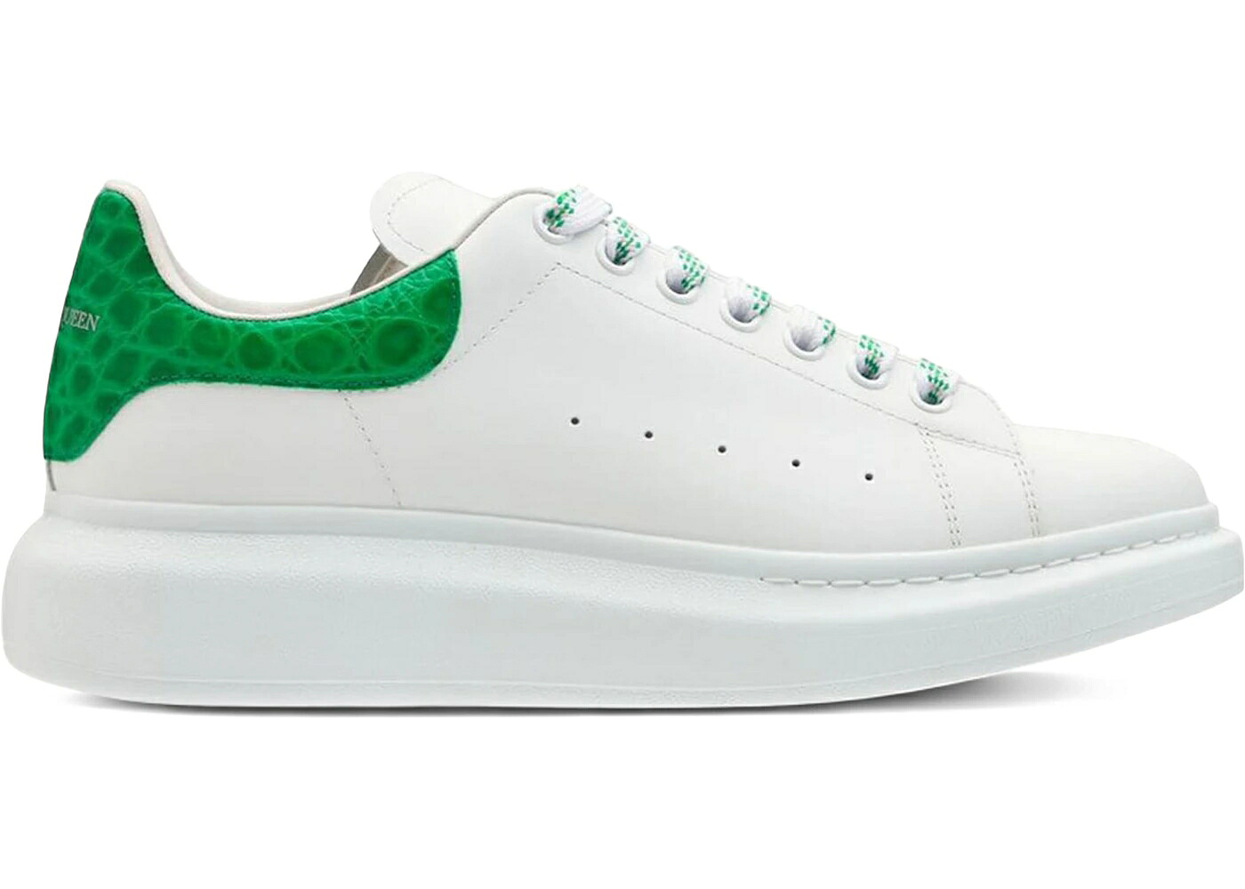 アレキサンダーマックイーン 緑 緑であること クロコダイル 白いこと 白いこと スニーカー メンズ ALEXANDER MCQUEEN ALEXANDER MCQUEEN OVERSIZED CHROME GREEN CROCODILE / WHITE CHROME GREEN