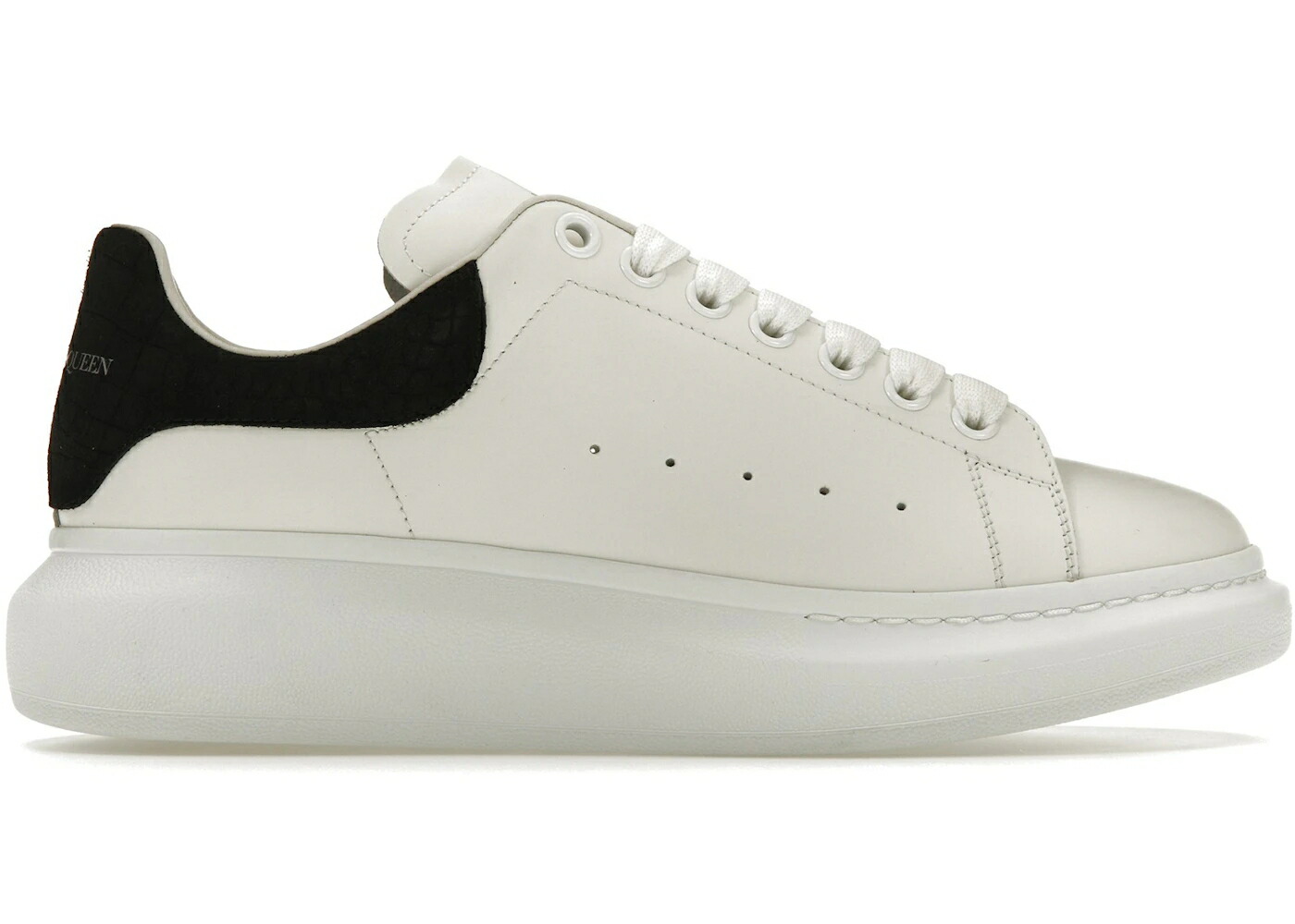 アレキサンダーマックイーン 黒いこと 黒いこと スエードクロス スウェード 白いこと 白いこと スニーカー メンズ ALEXANDER MCQUEEN ALEXANDER MCQUEEN OVERSIZED BLACK EMBOSSED SUEDE CROCO / WHITE BLACK スニーカー-メンズ靴