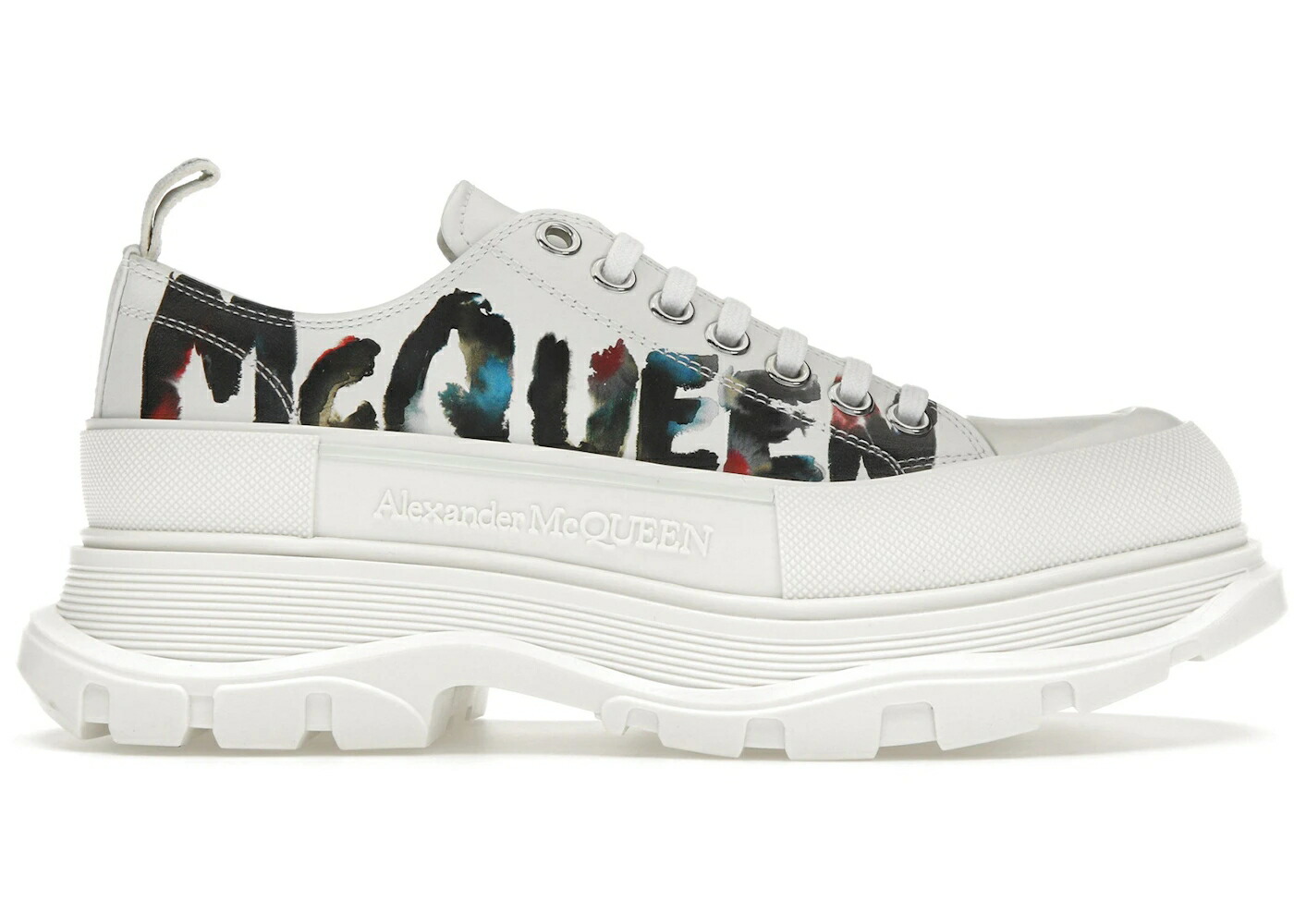 アレキサンダーマックイーン 白色 ホワイト スニーカー メンズ ALEXANDER MCQUEEN ALEXANDER MCQUEEN TREAD SLICK LOW LACE UP WHITE GRAFITTI / WHITE MULTICOLOR