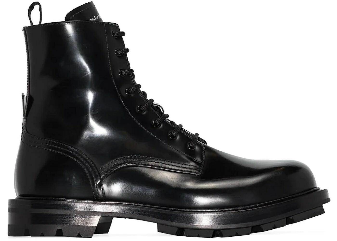アレキサンダーマックイーン レザー コンバット ブーツ 黒色 ブラック スニーカー メンズ ALEXANDER MCQUEEN ALEXANDER MCQUEEN POLISHED LEATHER COMBAT BOOT BLACK / 95,040円