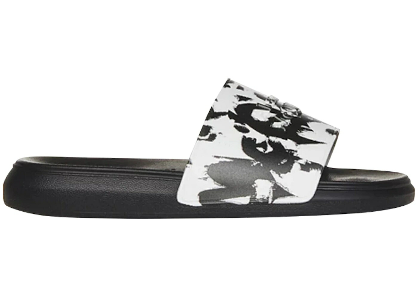 アレキサンダーマックイーン プール サンダル 黒色 ブラック 白色 ホワイト スニーカー メンズ ALEXANDER MCQUEEN ALEXANDER MCQUEEN GRAFFITI POOL SLIDE BLACK WHITE / BLACK WHITE