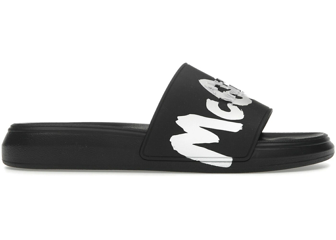 アレキサンダーマックイーン ロゴタイプ サンダル 黒いこと 黒いこと 白いこと 白いこと スニーカー メンズ ALEXANDER MCQUEEN ALEXANDER MCQUEEN GRAFITTI LOGO SLIDE BLACK WHITE / BLACK WHITE