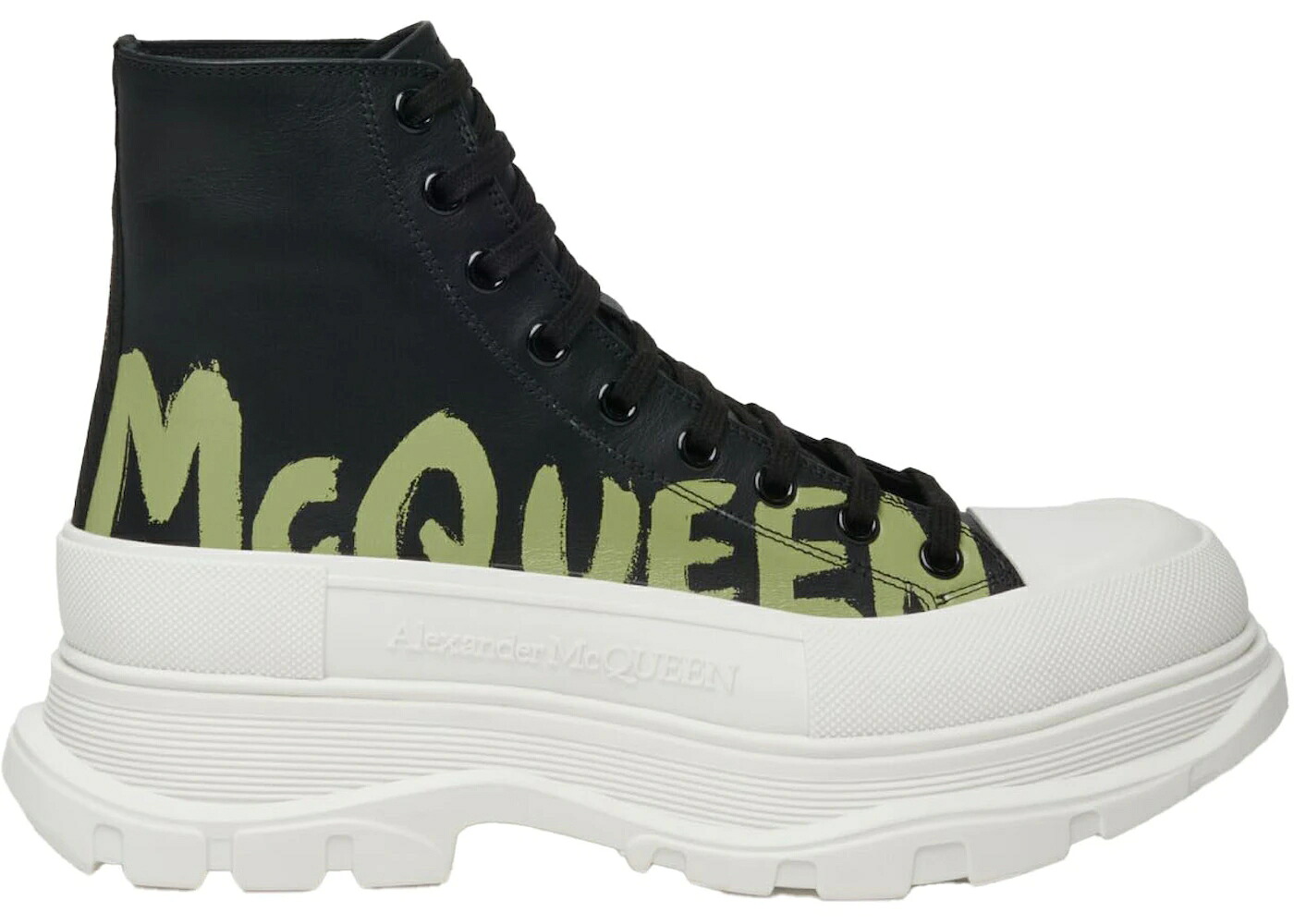 アレキサンダーマックイーン ブーツ 黒いこと 黒いこと カーキ スニーカー メンズ ALEXANDER MCQUEEN ALEXANDER MCQUEEN TREAD SLICK BOOT GRAFFITI BLACK KHAKI / BLACK KHAKI 靴-メンズ靴-スニーカー