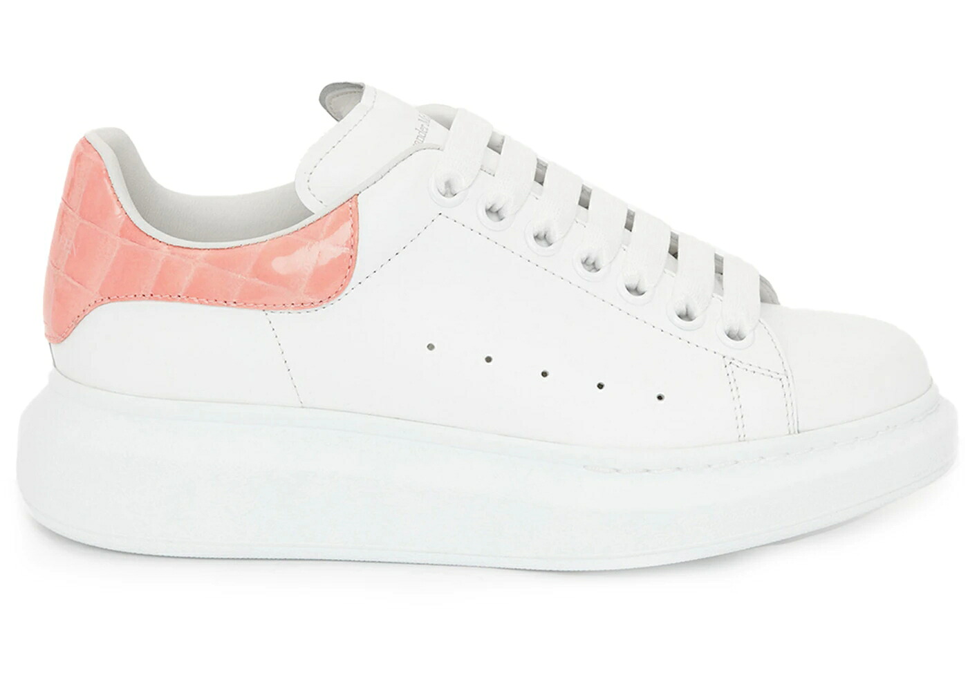 アレキサンダーマックイーン ピンク パテント 白色 ホワイト スニーカー レディース ALEXANDER MCQUEEN ALEXANDER MCQUEEN OVERSIZED PASTEL PINK EMBOSSED PATENT CROCO / WHITE PASTEL PINK
