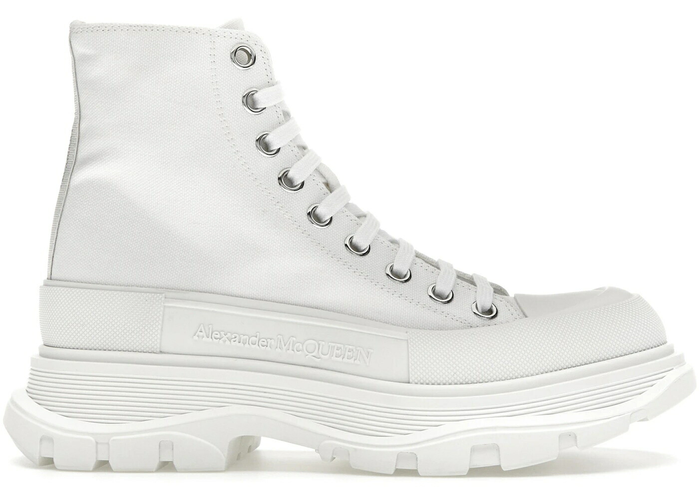 アレキサンダーマックイーン ブーツ 白いこと 白いこと WOMEN\u0027S スニーカー レディース ALEXANDER MCQUEEN ALEXANDER MCQUEEN TREAD SLICK BOOT CANVAS WHITE (WOMEN\u0027S) / WHITE WHITE