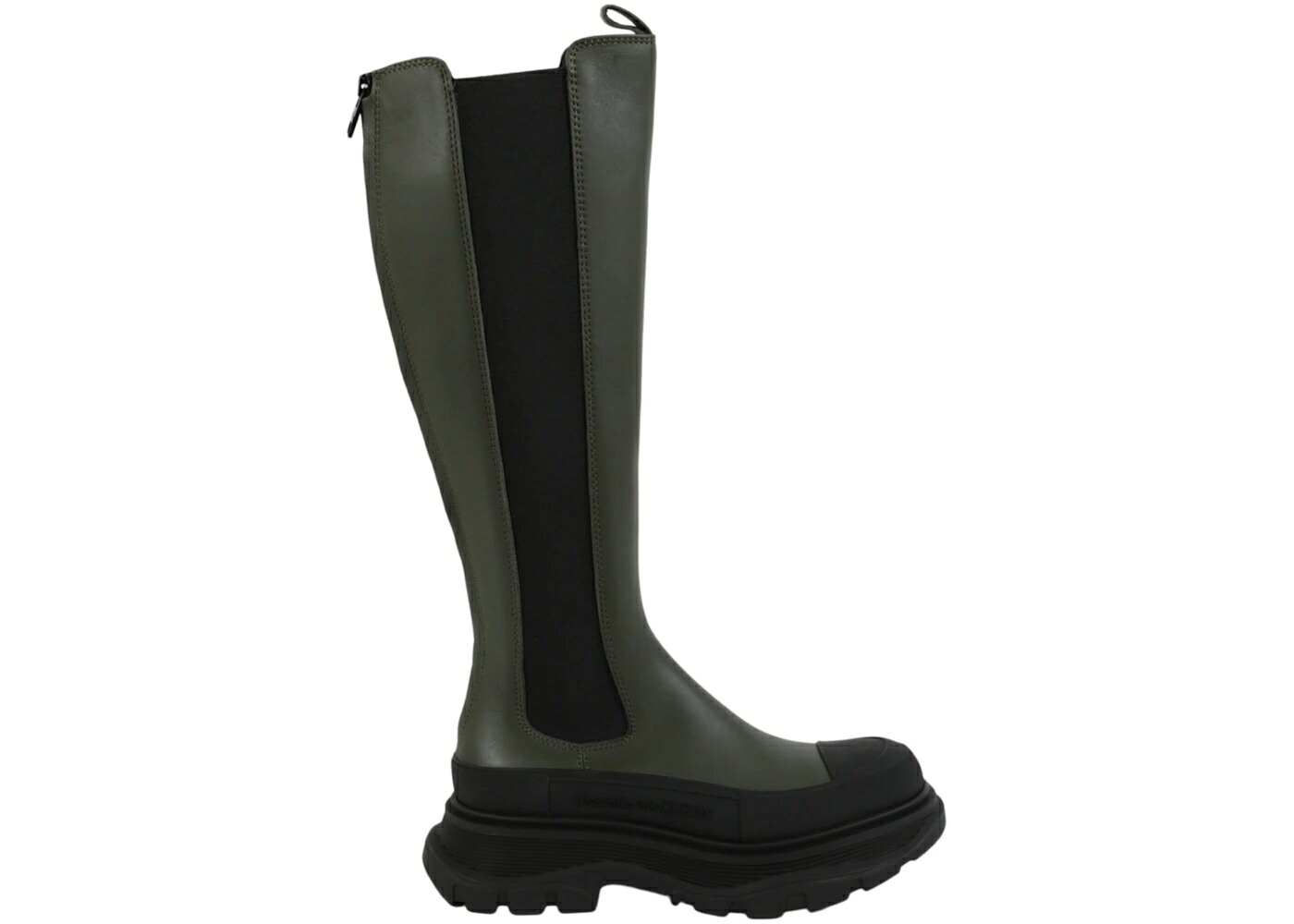 アレキサンダーマックイーン ハイ ブーツ カーキ 黒色 ブラック WOMEN'S スニーカー レディース ALEXANDER MCQUEEN ALEXANDER MCQUEEN TREAD SLICK KNEE HIGH BOOTS KHAKI BLACK (WOMEN'S) / KHAKI BLACK｜スニケス