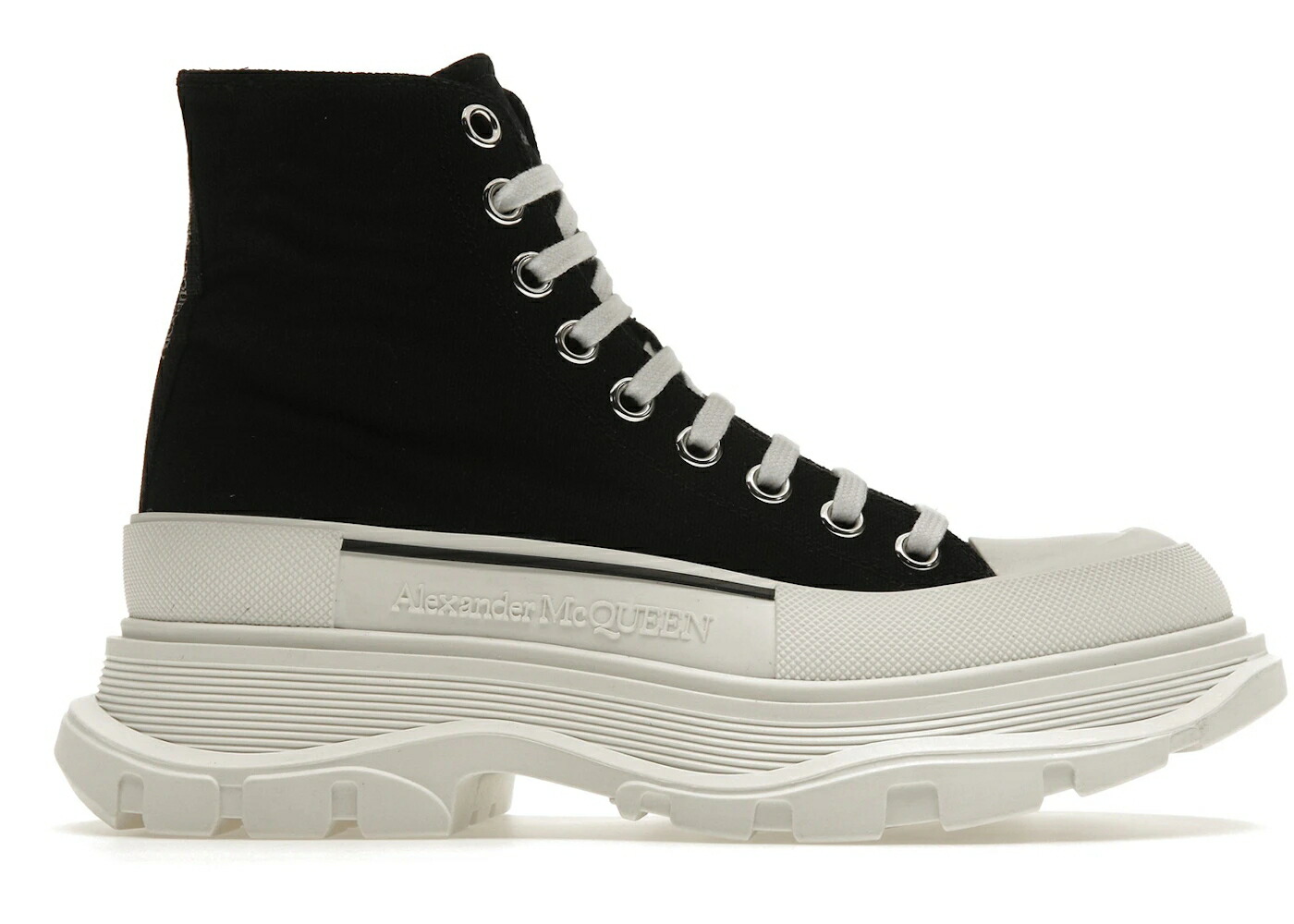 アレキサンダーマックイーン ブーツ 黒色 ブラック 白色 ホワイト WOMEN'S スニーカー レディース ALEXANDER MCQUEEN ALEXANDER MCQUEEN TREAD SLICK LACE UP BOOT BLACK WHITE (WOMEN'S) / BLACK WHITE