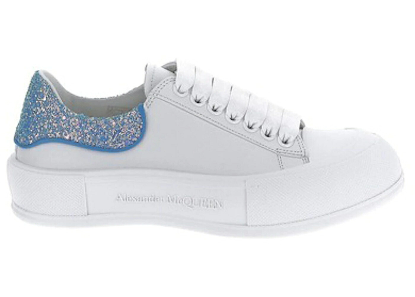 アレキサンダーマックイーン 白いこと 白いこと 青み 青色 WOMEN\u0027S スニーカー レディース ALEXANDER MCQUEEN ALEXANDER MCQUEEN DECK PLIMSOL WHITE BLUE GLITTER (WOMEN\u0027S) / WHITE BLUE GLITTER