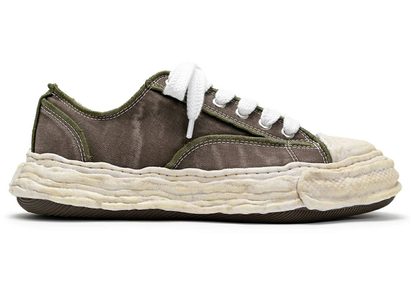 住みか ミハラヤスヒロ ビンテージ ヴィンテージ カーキ スニーカー メンズ MAISON MIHARA YASUHIRO MAISON MIHARA YASUHIRO PETERSON 23 OG SOLE VINTAGE EFFECT EMBROIDERED CANVAS LOW KHAKI /