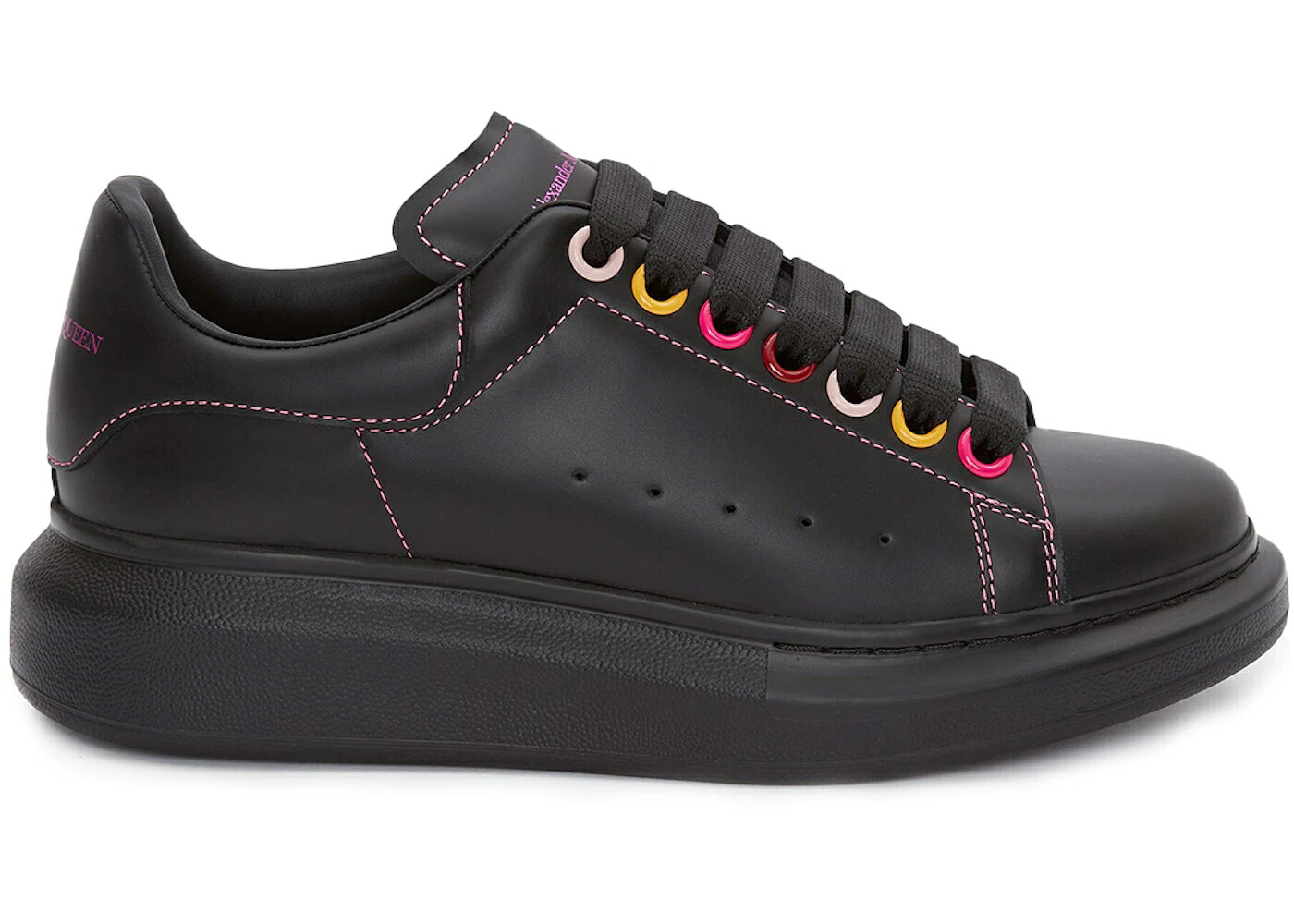 アレキサンダーマックイーン 黒色 ブラック 虹色 レインボー WOMEN'S スニーカー レディース ALEXANDER MCQUEEN ALEXANDER MCQUEEN OVERSIZED BLACK RAINBOW EYELETS (WOMEN'S) / BLACK RAINBOW BLACK｜スニケス