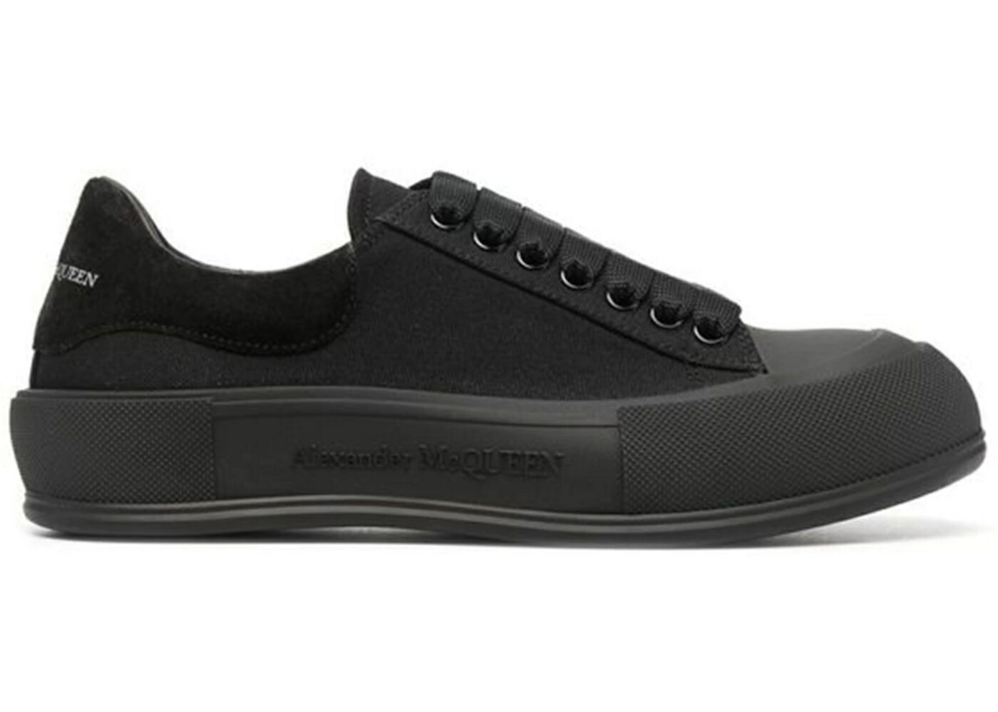 アレキサンダーマックイーン スケート 黒色 ブラック スニーカー メンズ ALEXANDER MCQUEEN ALEXANDER MCQUEEN DECK SKATE PLIMSOLL LACE-UP TRIPLE BLACK / BLACK BLACK BLACK