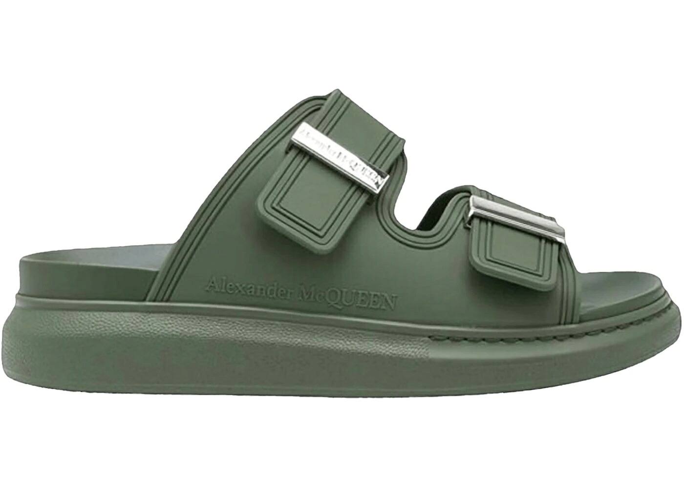 アレキサンダーマックイーン 変わり種 バックル カーキ スニーカー メンズ ALEXANDER MCQUEEN ALEXANDER MCQUEEN HYBRID DOUBLE BUCKLE SANDAL KHAKI /