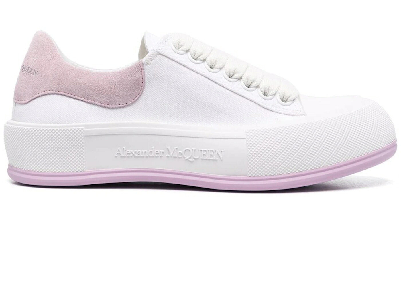 アレキサンダーマックイーン スケート 白色 ホワイト ピンク WOMEN'S スニーカー レディース ALEXANDER MCQUEEN ALEXANDER MCQUEEN DECK SKATE PLIMSOLL LACE-UP WHITE PINK (WOMEN'S) / WHITE PINK