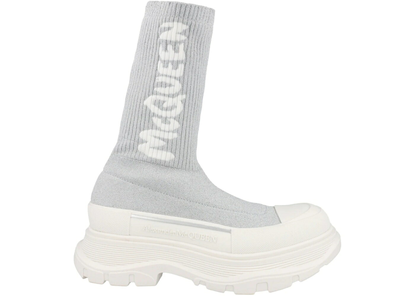 アレキサンダーマックイーン ロゴ 靴 スニーカー 灰色 グレー 白色 ホワイト WOMEN'S レディース ALEXANDER MCQUEEN ALEXANDER MCQUEEN LOGO INTARSIA CHUNKY SOCK SNEAKER GREY WHITE (WOMEN'S) / GREY WHITE｜スニケス 81,895円