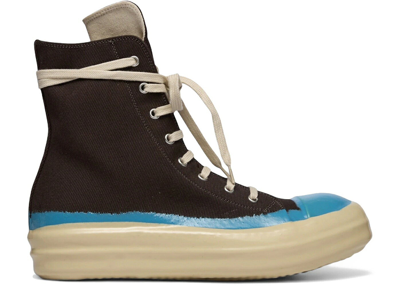 リックオウエンス デニム ハイ 青色 ブルー ベージュ スニーカー メンズ RICK OWENS RICK OWENS CONCORDIANS DRKSHDW OVERDYED DENIM HIGH DARK DUST BLUE LIGHT BEIGE / DARK DUST BLUE LIGHT BEIGE