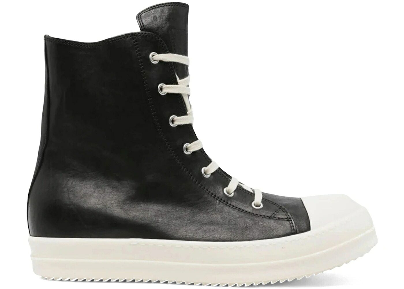 リックオウエンス ハイ 黒色 ブラック レザー スニーカー メンズ RICK OWENS RICK OWENS HOLLYWOOD HIGH BLACK MILK WAXED LEATHER / BLACK MILK MILK|スニケス