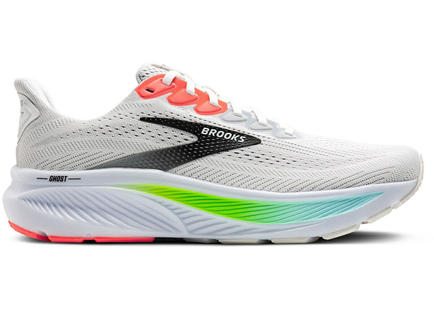 ブルックス 白色 ホワイト ピンク スニーカー メンズ BROOKS GHOST 17 WHITE PINK CLAY GECKO / WHITE PINK CLAY GECKO