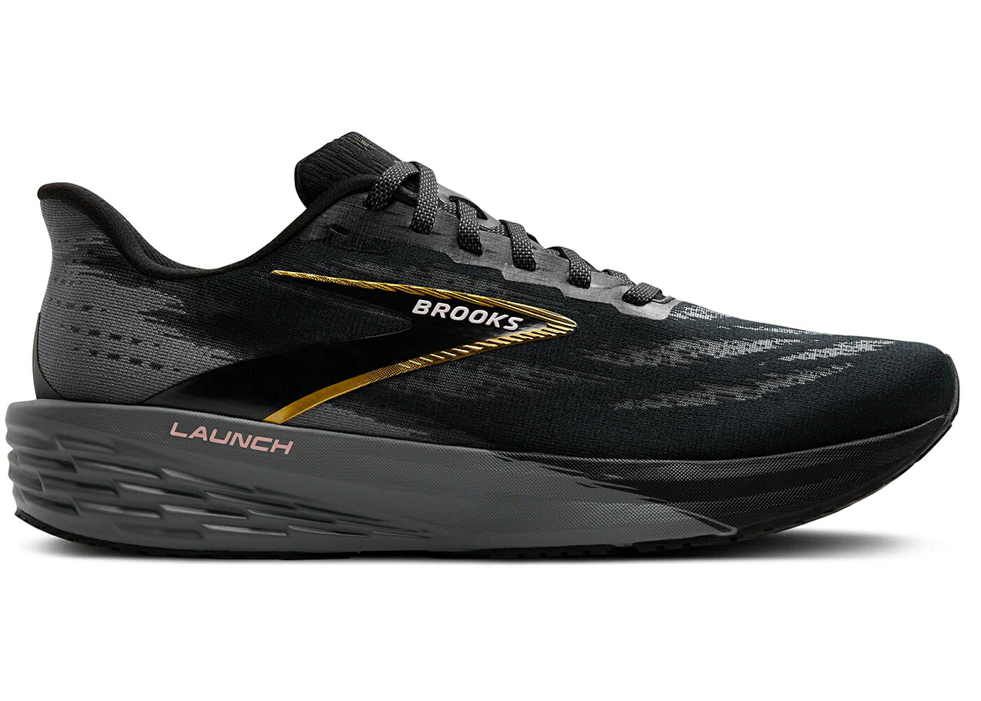 ブルックス 黒色 ブラック 灰色 グレー ゴールド スニーカー メンズ BROOKS LAUNCH 11 BLACK GREY GOLD / BLACK GREY GOLD｜スニケス